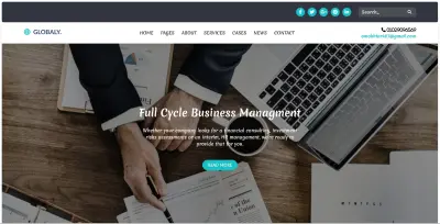 تطوير موقع Globaly الاحترافي لاستشارات وإدارة الأعمال (موقع متكامل ومتجاوب)