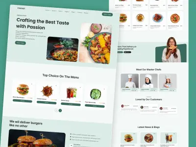 تصميم موقع مطعم احترافي (Modern Restaurant Website UI)