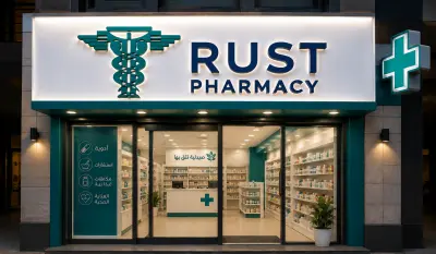 تصميم هوية بصرية وواجهة صيدلية (Trust Pharmacy)