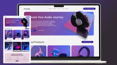 تصميم واجهة هبوط احترافية لمنتجات الصوت (Headphones Landing Page) | UI/UX حديث وتحويل عالي
