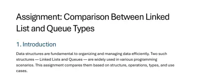 Comparison Between Linked List and Queue Types | نفذلي