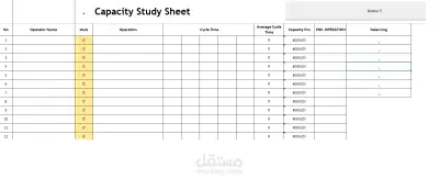 CAPACITY STUDY SHEET FOR MACHINE OPERATOR