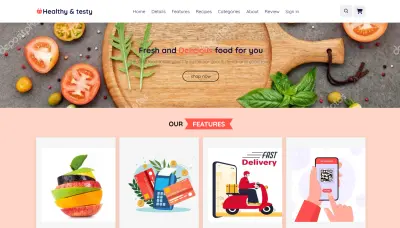 تطوير الواجهة الأمامية لموقع Healthy & Testy - مطعم وجبات صحية