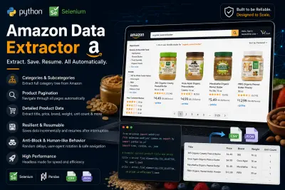 استخراج بيانات منتجات الطعام من Amazon باستخدام Python وSelenium
