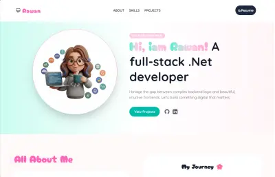 موقع شخصي (Personal Portfolio) - يعرض المشاريع والمهارات للمطورين.