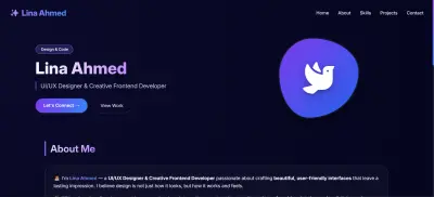 تصميم وتطوير موقع بورتفوليو لمصممة UI/UX