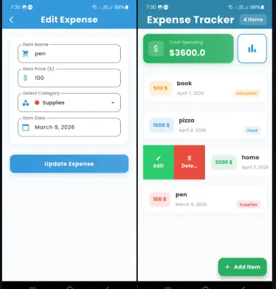 Expense Tracker App تطبيق تتبع النفقات
