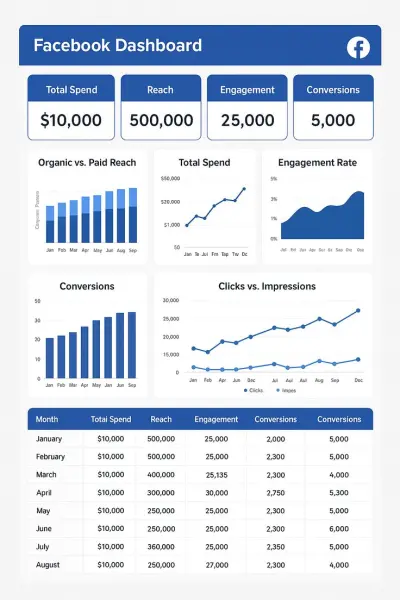 تصميم Dashboard احترافي لتحليل أداء إعلانات Facebook باستخدام EXCEL