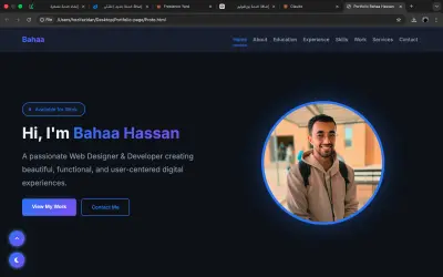 أصمم لك موقع Portfolio احترافي يعرض أعمالك ومهاراتك بشكل عصري ومتجاوب مع جميع الأجهزة، مع تصميم جذاب وسرعة عالية يساعدك على جذب العملاء وبناء هوية قوية على الإنترنت.