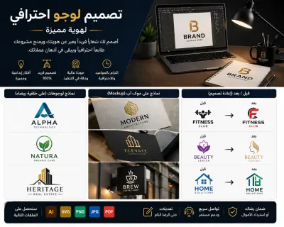 تصميم لوجو احترافي (Professional Logo Design) لهوية مميزة