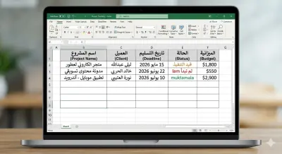 نموذج احترافي لإدخال وتنسيق البيانات