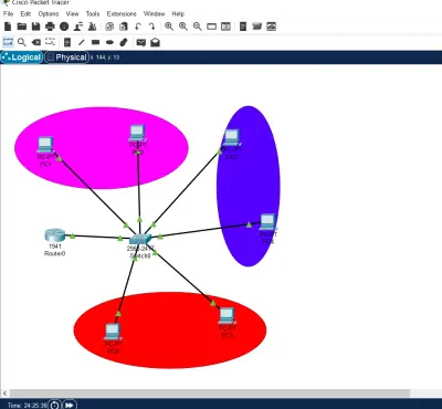 تصميم شبكة احترافية باستخدام Packet Tracer (VLAN + DHCP + Routing)