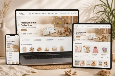 تصميم متجر إلكتروني (E-commerce Website Design) – متجر ملابس ومنتجات أطفال (Baby & Kids Store)