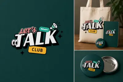 صورة العمل تصميم شعار تايبوجرافي وهوية بصرية شبابية لـ "Let's Talk Club".