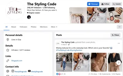 إدارة حسابات سوشيال ميديا لبراند أزياء (The Styling Code)