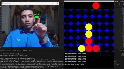 لعبة Connect 4 بالتحكم بالإيماءات والذكاء الاصطناعي (Hand Gesture AI Game)