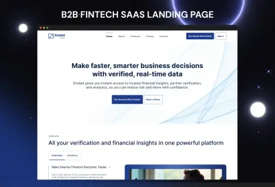 تصميم UI UX احترافي لـ Landing Page لمنصة B2B SaaS للبيانات المالية باستخدام Figma