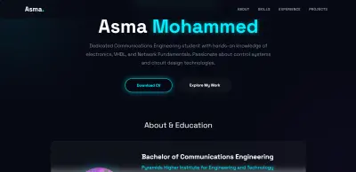 تصميم وتطوير واجهة موقع شخصي (Personal Portfolio)