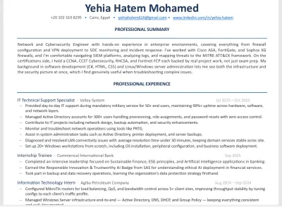 تصميم وبناء سيرة ذاتية (CV) احترافية متوافقة مع أنظمة الـ ATS