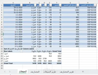 تقرير مالي شامل للمبيعات والمصاريف