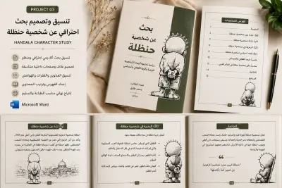 تنسيق وتصميم بحث احترافي عن شخصية حنظلة باستخدام Word