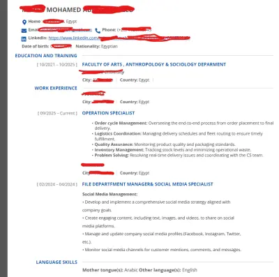انشاء سيره ذاتيه احترافيه CV ATS