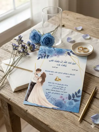تصميم كرت دعوة زفاف مودرن (Floral Watercolor Style)
