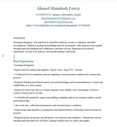 ATS CV for a client