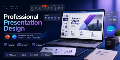 تصميم عروض تقديمية احترافية (PowerPoint) بجودة عالية
