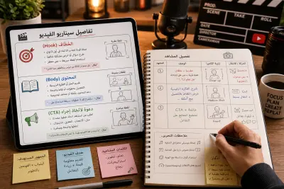 كتابة سيناريو فيديو قصير احترافي (YouTube Shorts/TikTok) - تجربة تفاعلية