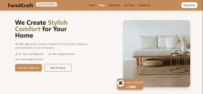 تصميم موقع أثاث باستخدام HTML و Tailwind CSS