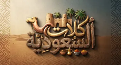 لوجو سعودي فاخر 3D ل مطعم ب اسم اكلات السعودية
