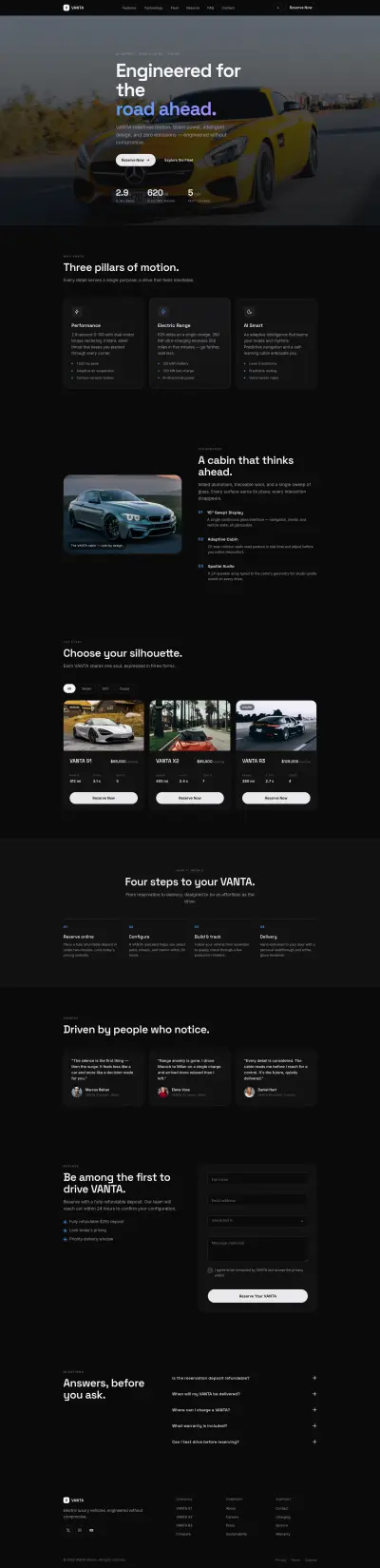 صفحة هبوط فاخرة لموقع سيارات | Premium Cars Landing Page