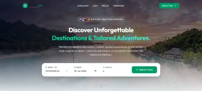 Landing Page احترافية لموقع سياحي باستخدام React.js.