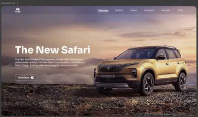 Premium Automotive Landing Page: The New Safari Experience