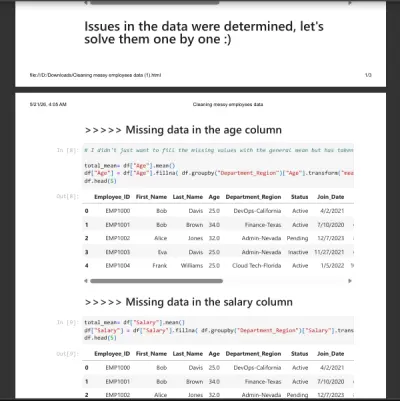 تنظيف بيانات الموظفين باستخدام Python
