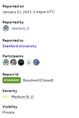 I have discovered a vulnerability in  Stanford university