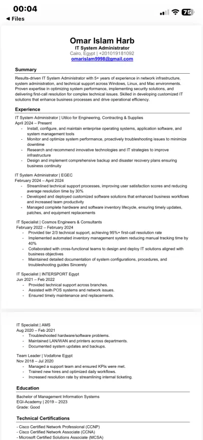 CV احترافي متوافق مع ATS