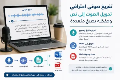 تفريغ صوتي احترافي مع تسليم Word و PDF جاهزين