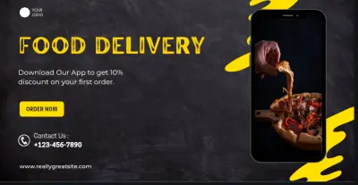 تصميم إعلان سوشيال ميديا احترافي لتطبيق توصيل طعام (Food Delivery).