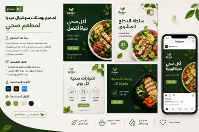 تصميم بوستات سوشيال ميديا لمطعم صحي