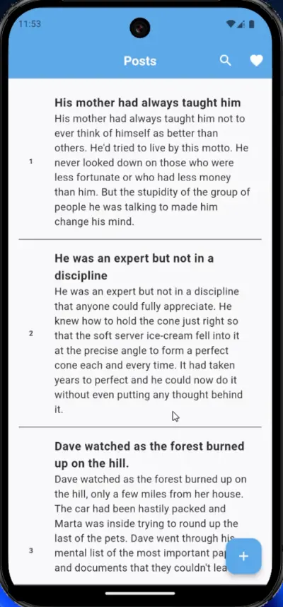 تطبيق إدارة المنشورات (Posts App) باستخدام Flutter مع ربط API وعمليات CRUD كاملة
