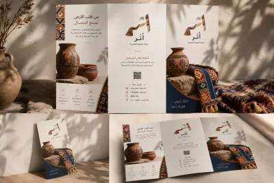 تصميم مطويه اعلانيه (Trifold Brochure) للهويه البصرية