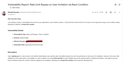 اكتشاف ثغرة Race Condition في نظام الدعوات (Invitation System)