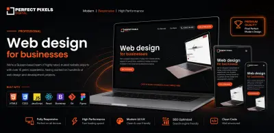 تصميم موقع شركة خدمات رقمية احترافي بتصميم داكن عصري ومتجاوب