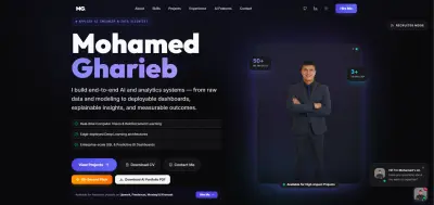 تصميم وتطوير Portfolio شخصي تفاعلي لعرض مشاريع الذكاء الاصطناعي وتحليل البيانات