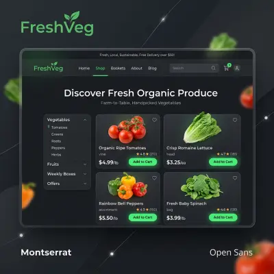 متجر FreshVeg الإلكتروني متكامل الميزات بتصميم عصري وهندسة برمجيات نظيفة (.NET 10)