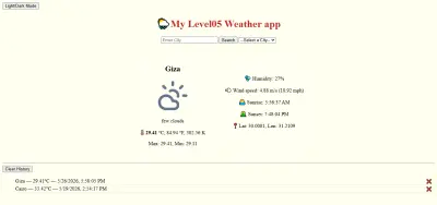 تطبيق ذكي لعرض حالة الطقس بتصميم عصري (Weather App)