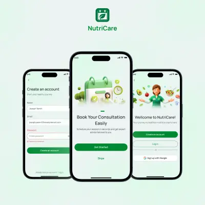 NutriCare - تطبيق جوال لحجز مواعيد التغذية.