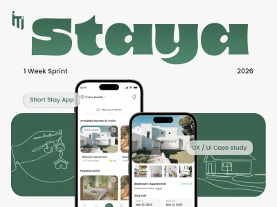 تصميم UI/UX لتطبيق حجز إقامات قصيرة
